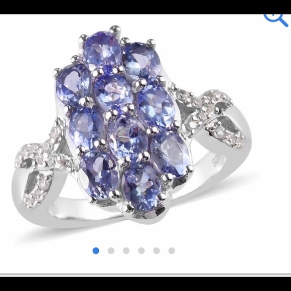 Peacock Tanzanite, Zircon Ring in Platinum over - Picture 1 of 5